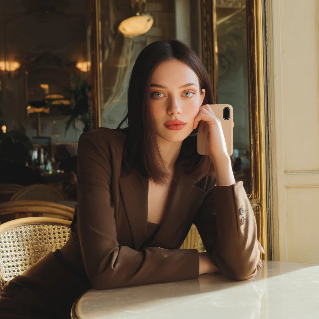 Simone Lux, the featured CamSoda AI companion, in a warm intimate cam portrait